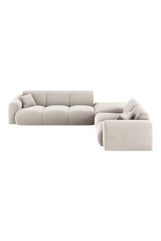 Canapé d'angle droit Nolio - Beige - 4 places - En tissu toucher velours