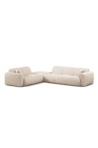 Canapé d'angle gauche Lola - Beige - 6 places - En tissu bouclette