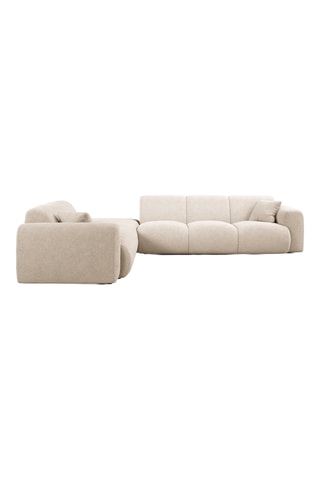 Canapé d'angle gauche Lola - Beige - 6 places - En tissu bouclette