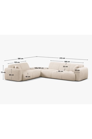 Canapé d'angle gauche Lola - Beige - 6 places - En tissu bouclette