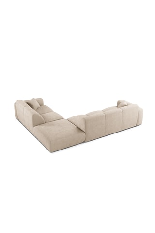 Canapé d'angle droit Lola - Beige - 6 places - En tissu bouclette