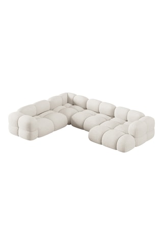Canapé d'angle panoramique droit Loretto - Beige - 5 places - En tissu structuré