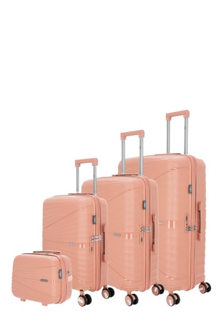 Set van 3 Trolleys en Beautycase Vela-C (S/M/L/W) -  55/65/75/35 cm - Lichtroze