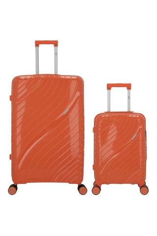 Valise cabine low cost et valise grand volume Lyra (XS/L)  -  51/75 cm - Orange et argenté