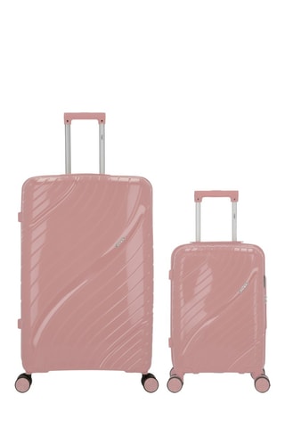 Valise cabine low-cost et valise grand volume Lyra (XS/L)  -  51/75 cm - Rose et argenté