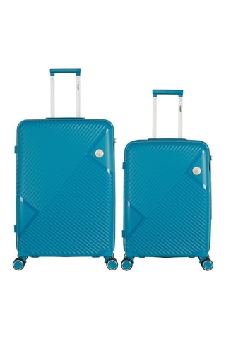 Valise semaine et valise grand volume Cassiopee (M/L)  -  63/73 cm - Argenté et bleu