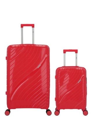 Valise cabine low cost et valise grand volume Lyra (XS/L)  -  51/75 cm - Rouge et argenté