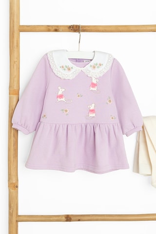 Robe et collant - Mauve et blanc