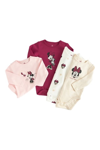 4 bodys Minnie Disney - Bordeaux et rose
