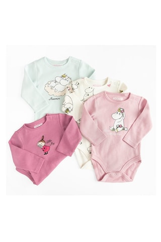 4 bodys Les Moumines - Rose et blanc