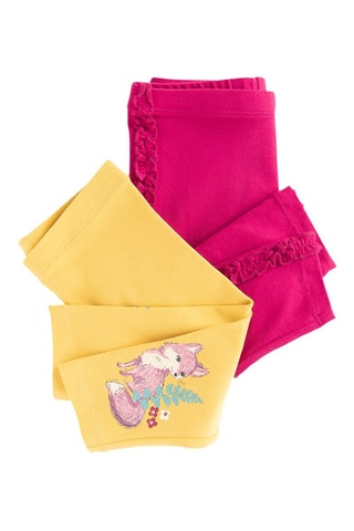 2 leggings - Jaune et fuchsia