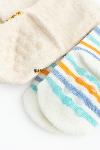 5 paires de chaussettes antidérapantes - Ecru, ciel et moutarde