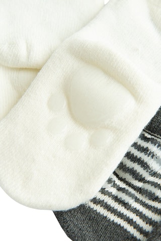 2 paires de chaussettes antidérapantes - Blanc et gris foncé chiné