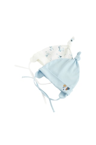 2 bonnets - Bleu et blanc