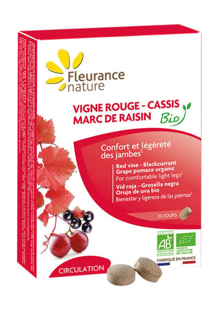 Vigne rouge, cassis, marc raisin jambes légères - 90 comprimés
