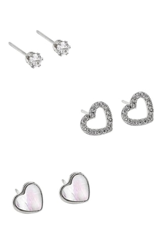 3 paia di orecchini Love - Argentato