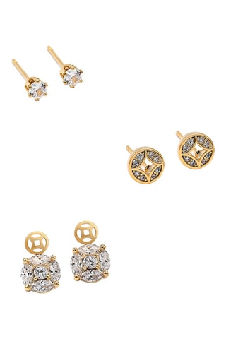 3 paia di orecchini Starry - Dorato