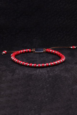 Bracciale Red Disk Stone  -  Rosso e argentato