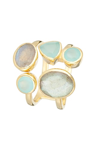 Anel Tatiana Labradorite e aqua calci