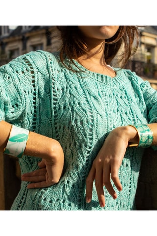 Pulseira aberta Auxo  Dourado e turquesa 