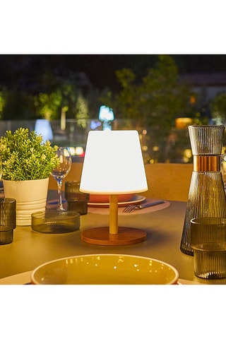 Lampada LED Standy Mini Wood Solar - Marrone e bianco