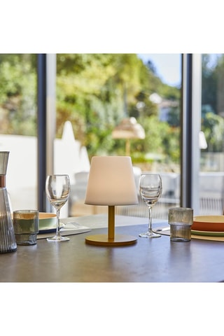 Lampada LED Standy Mini Wood Solar - Marrone e bianco