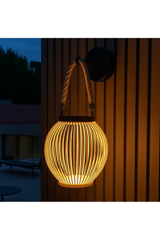 Applique a energia solare LED in bambù Isaline - Neutro