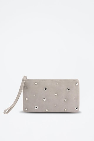 Nubuck Clutch - Lichtgrijs - Zilverkleurig en grijs