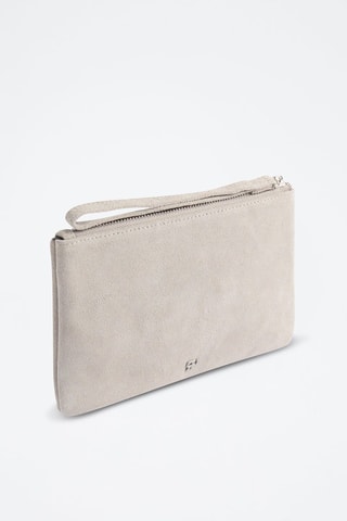 Nubuck Clutch - Lichtgrijs - Zilverkleurig en grijs