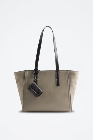 Leren Shopper - Beige - Beige en bruin