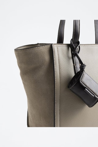 Leren Shopper - Beige - Beige en bruin