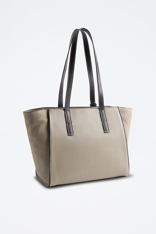 Leren Shopper - Beige - Beige en bruin