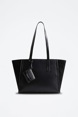 Leren Shopper - Beige - Zwart