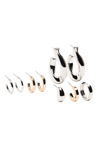 3 orecchini a cerchio e 3 ear cuff  - Argentato e dorato