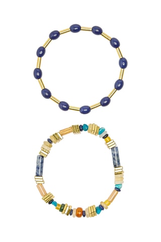 2 Armbanden - Goudkleurig en Blauw