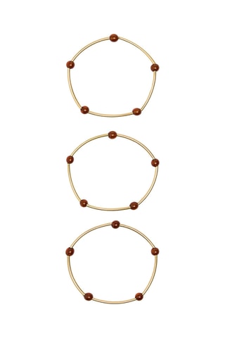 3 bracciali bangle - Dorato e marrone