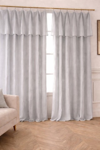 Parure de couette et rideau en gaze de coton La Sultane - Gris clair