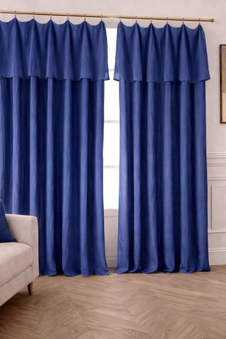 Parure de couette et rideau en gaze de coton La Sultane - Bleu marine