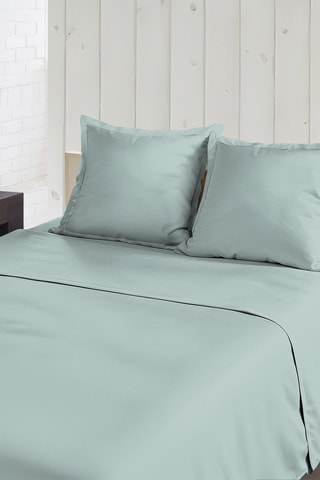 Sábana encimera de percal de algodón 80 hilos/cm² La Beguine - Verde agua