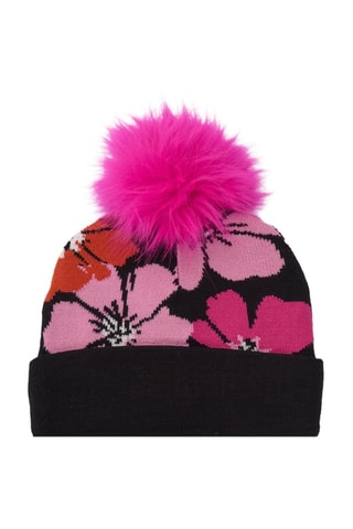 Muts met pompon - Fuchsia