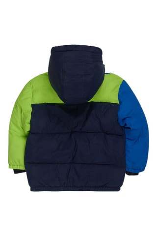 Gewatteerde Jas met Capuchon - Blauw en groen