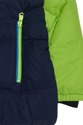 Gewatteerde Jas met Capuchon - Blauw en groen