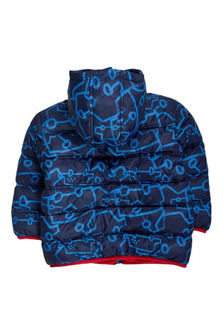 Gewatteerde Jas met Capuchon - Wit, rood en blauw