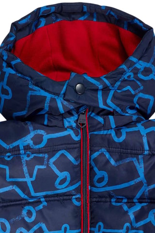 Gewatteerde Jas met Capuchon - Wit, rood en blauw