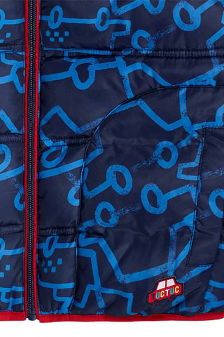 Gewatteerde Jas met Capuchon - Wit, rood en blauw