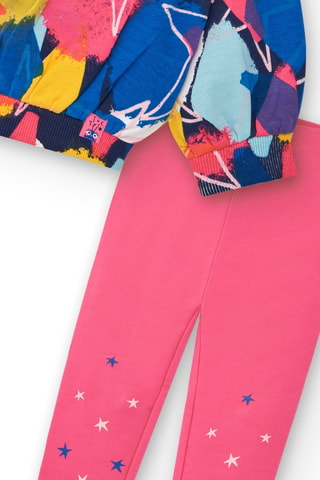 Sweater en Legging - Blauw, geel en roze