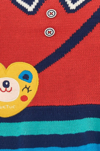 Trui-jurk - Wit, rood en blauw