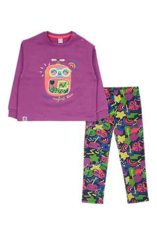 Sweater en Legging - Blauw, paars en roze
