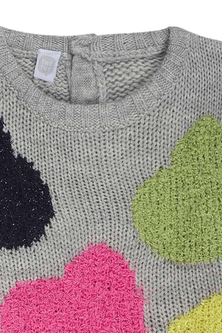 Trui-jurk - Groen, roze en grijs
