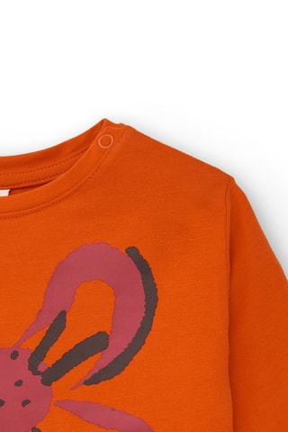 T-shirt - Zwart, oranje en roze